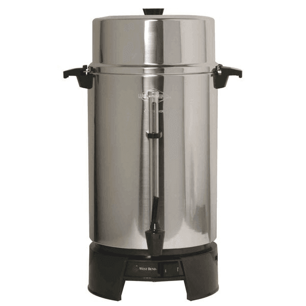 Stainless steel 100-cup coffee maker and hot-water urn