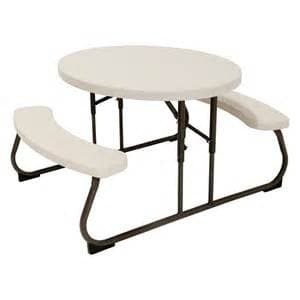 Children's Folding Plastic Round Table with Bench Seats
