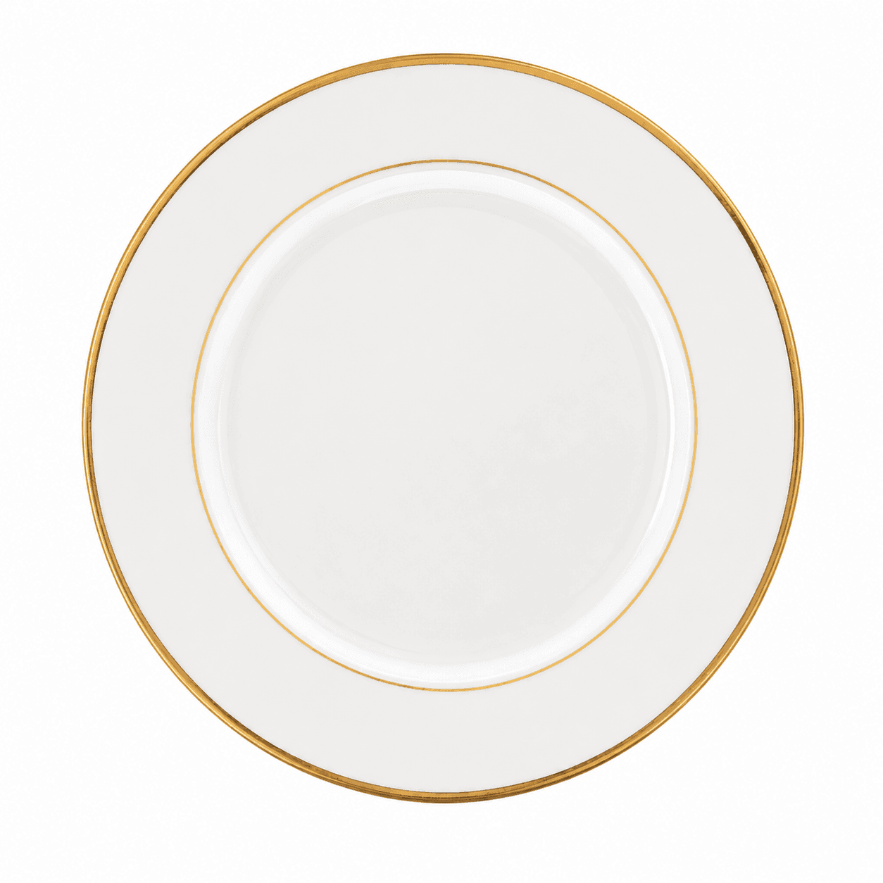 White Salad/Dessert Plate with Gold Band